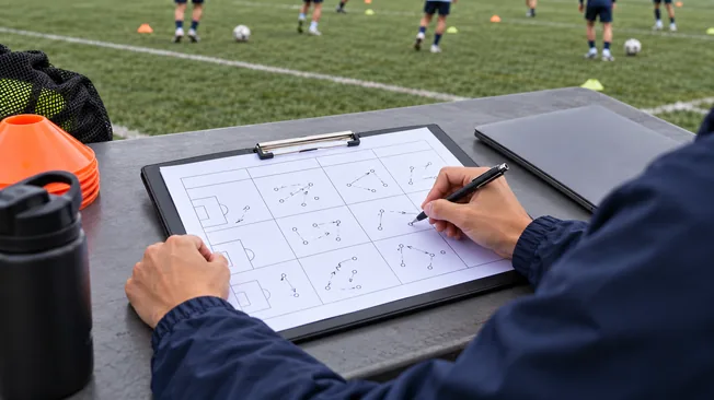 Entrenadores revisando una planificación semanal
